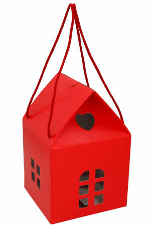 Rood kartonnen huisje